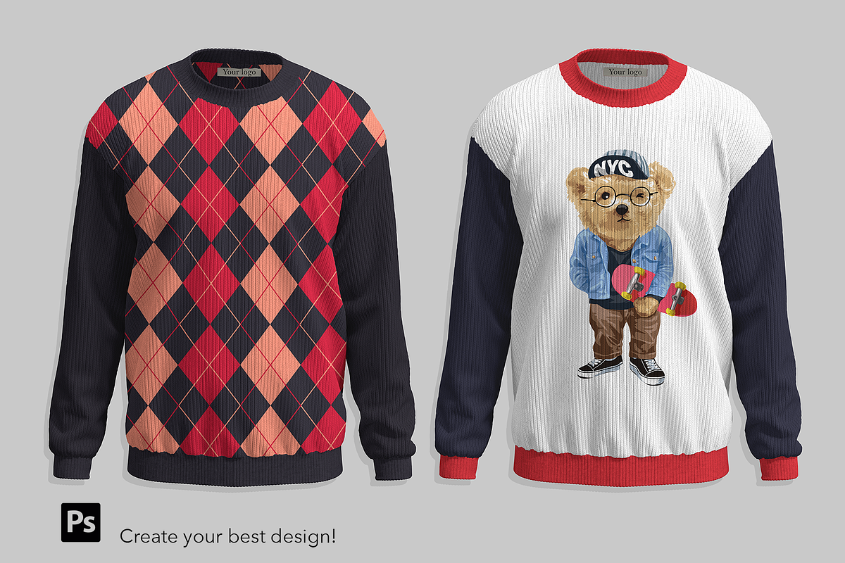 Knit sweater Mock-up., a Hoody Mockup by Irena Matiash shop (Photo 4 of 4)