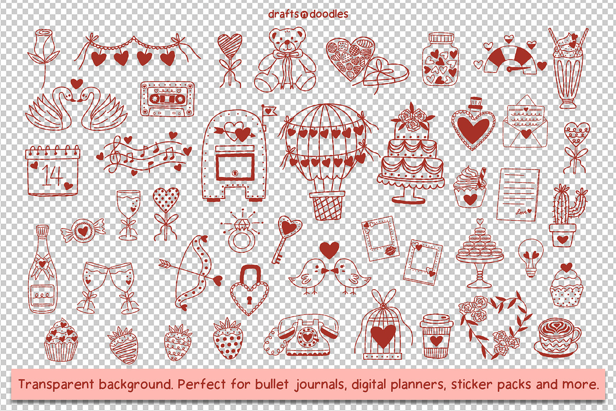 Whimsical Valentine's Day Graphics, an Object Illustration by Drafts n Doodles (Photo 3 of 12)