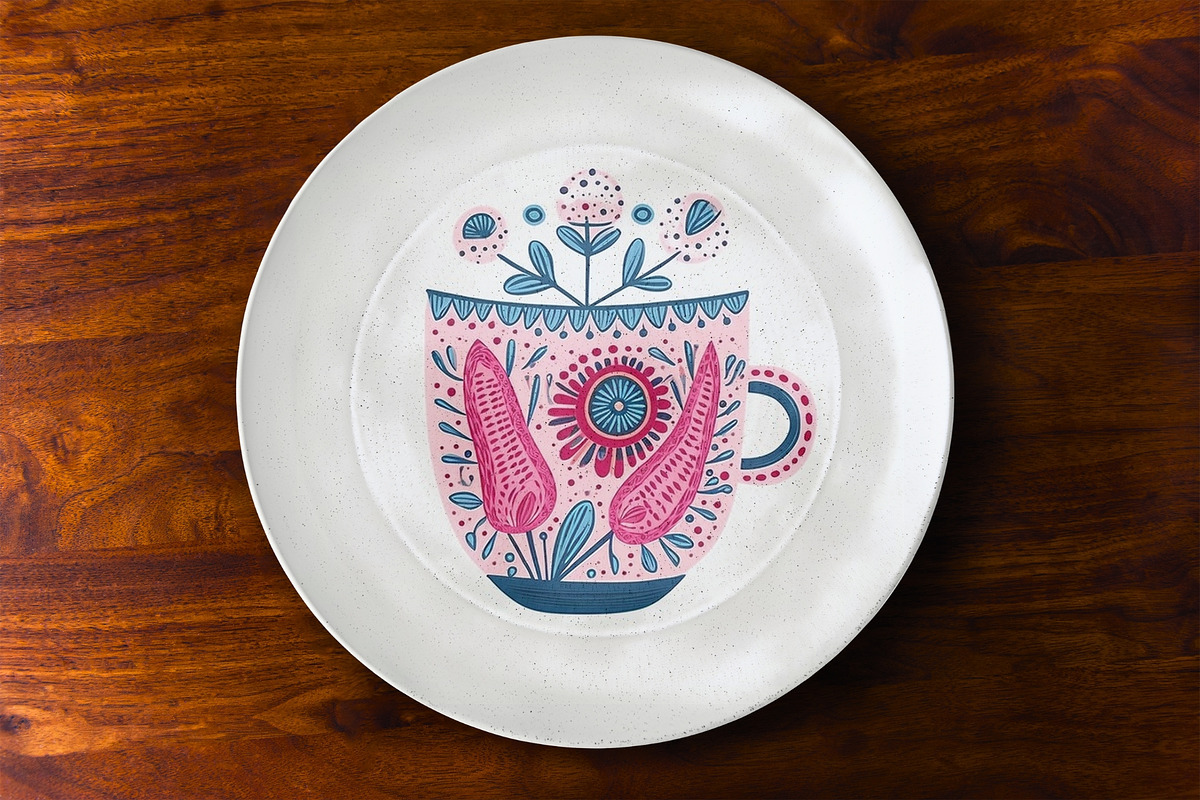 8 pink folk flower in cup print, a Decorative Illustration by ARTOZEN DIGITAL (Photo 9 of 10)
