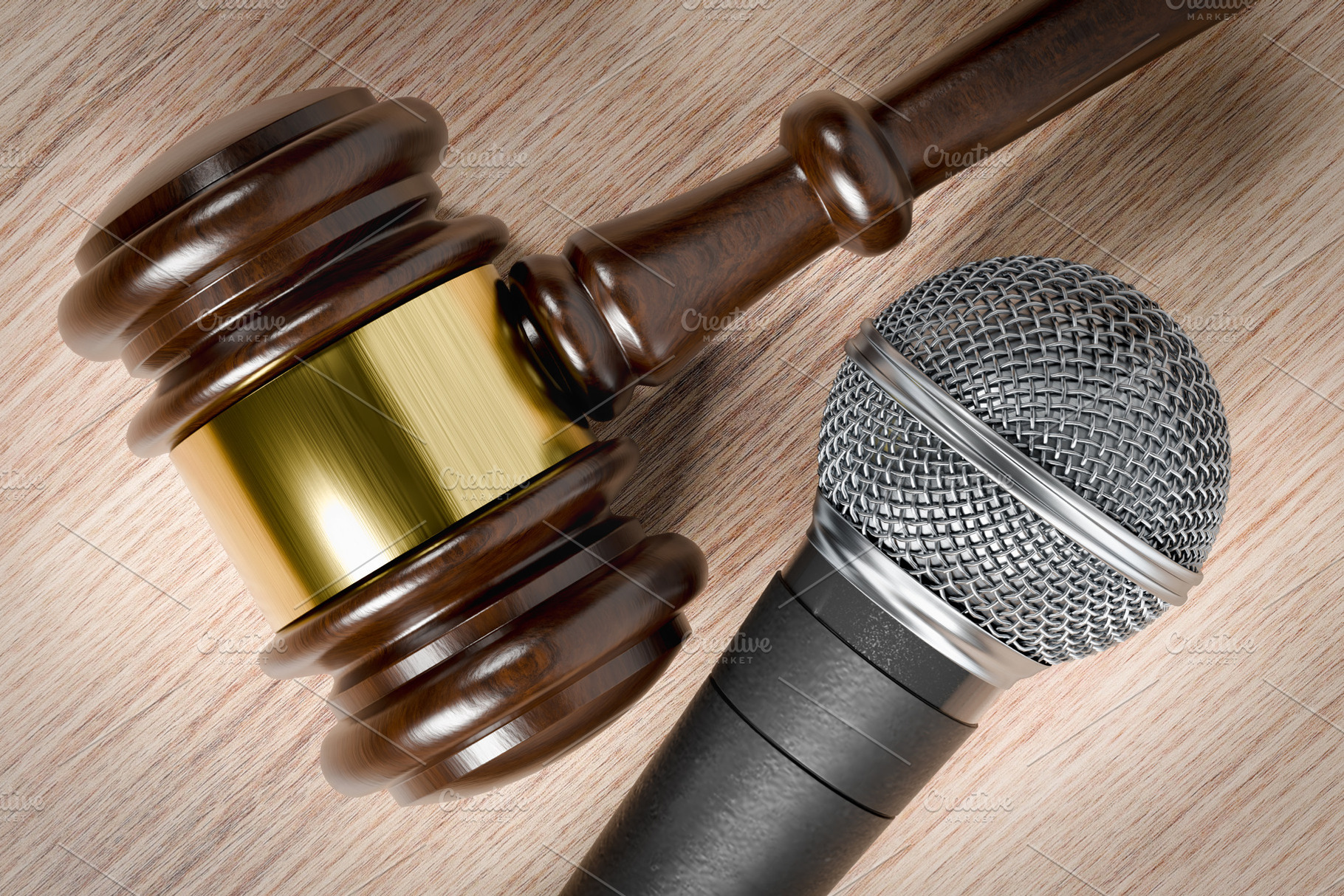 Gavel and Microphone on a Table., a Photo by Andy Dean Photography