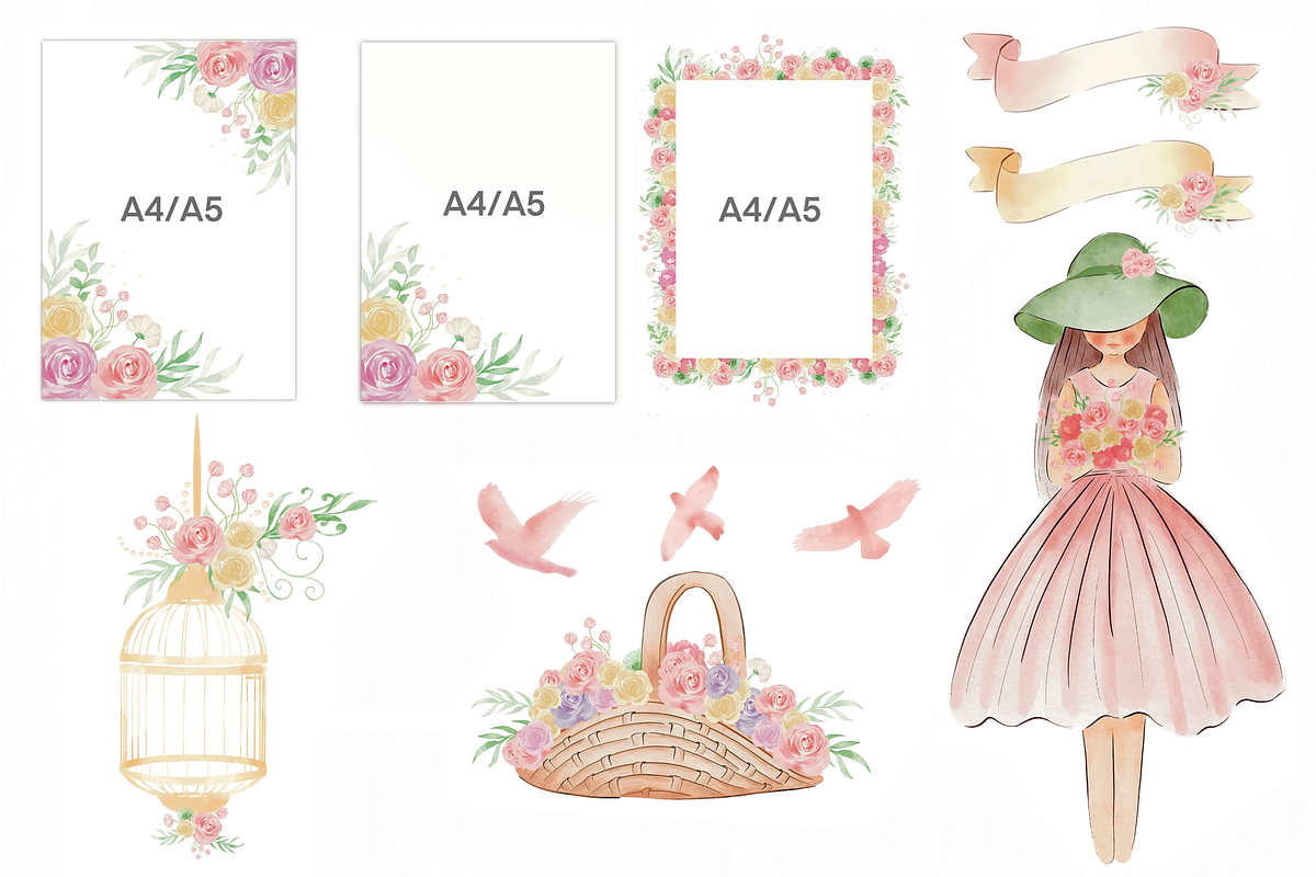 Bouquet Roses Watercolor Clipart, an Illustration by Lolytop Studio (Photo 3 of 4)