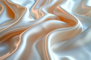 A close-up view of smooth, flowing satin fabric in soft shades of cream and pea, a Background Photo by ImageMir