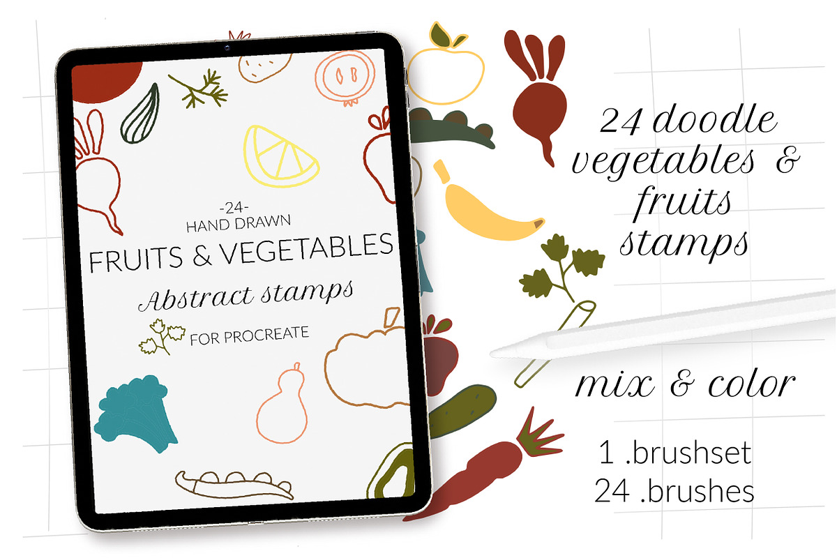Fruits and veggie Procreate brushes