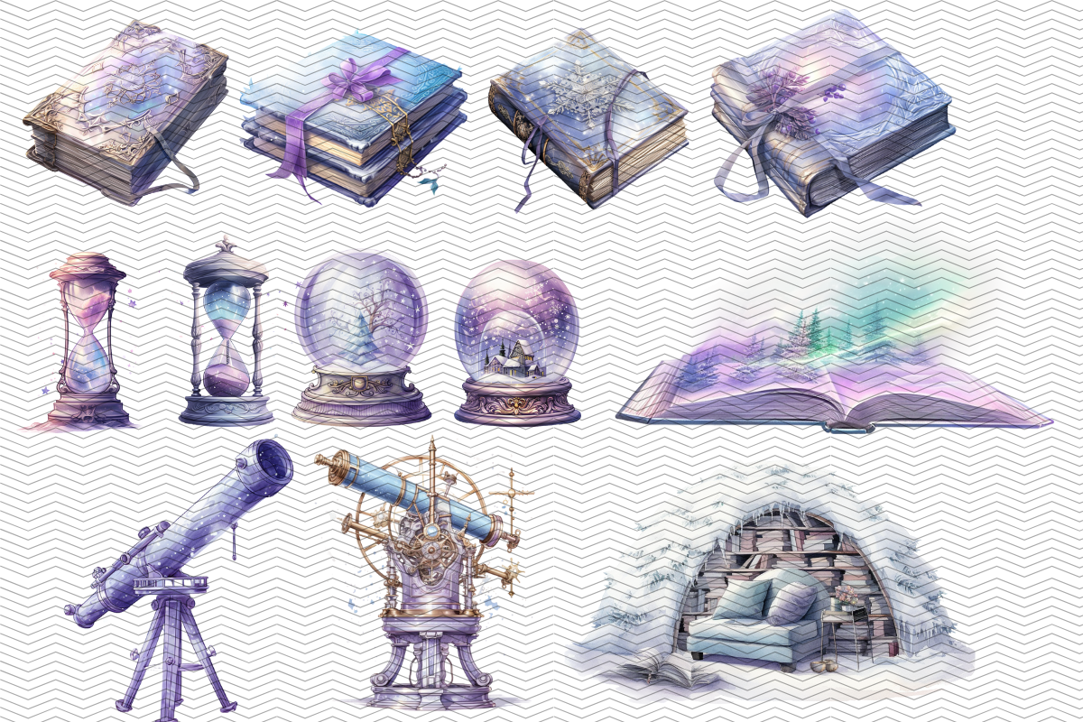 Pastel Snowy Astronomer Clipart, an Illustration by Digital Xpress (Photo 3 of 9)
