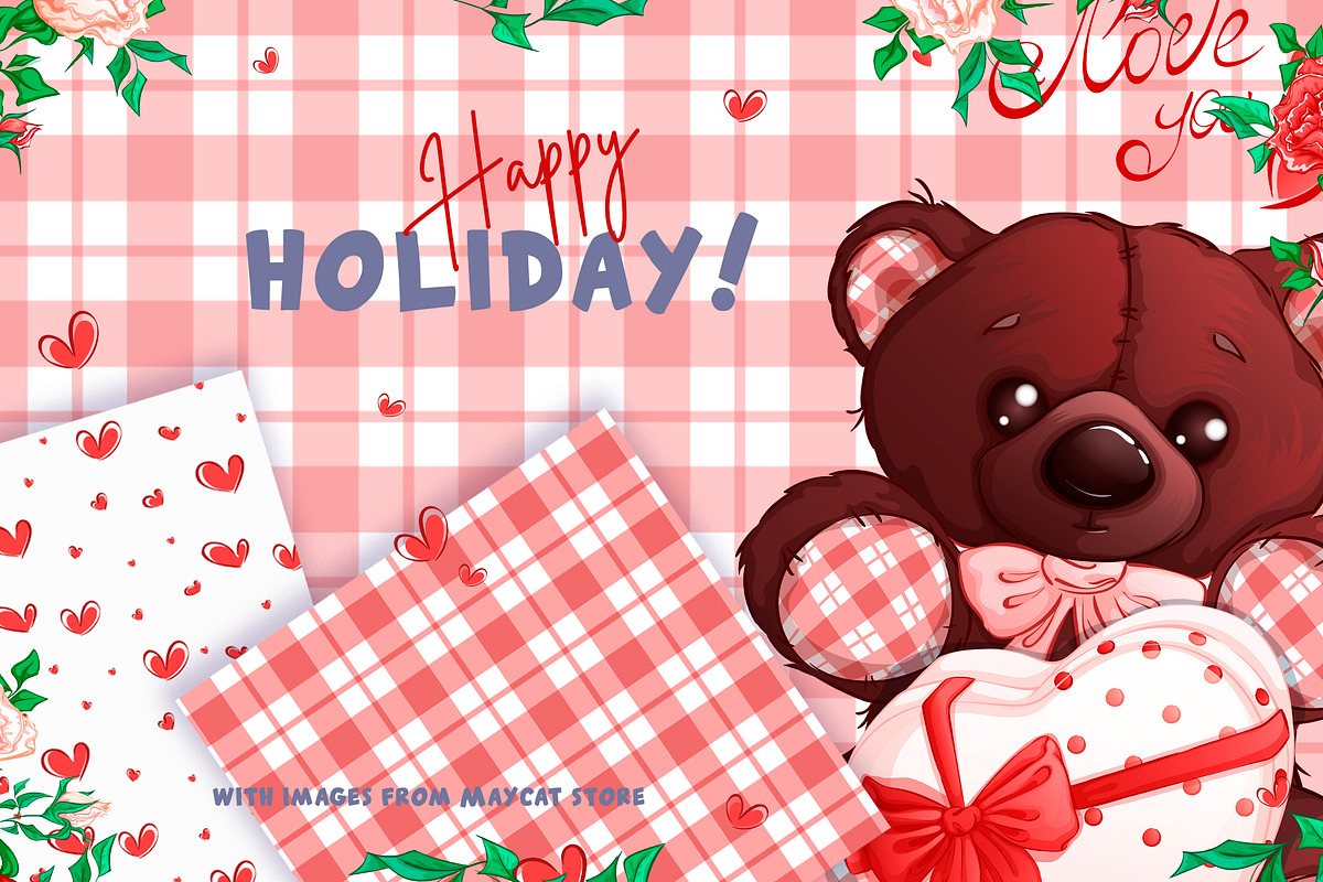 Teddy bear on Valentine's Day., an Illustration by Maycat_store (Photo 4 of 4)
