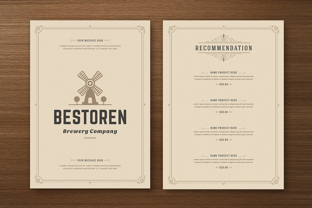Restaurant Menu with Logo Design, a Brochure Template by Vasya Kobelev
