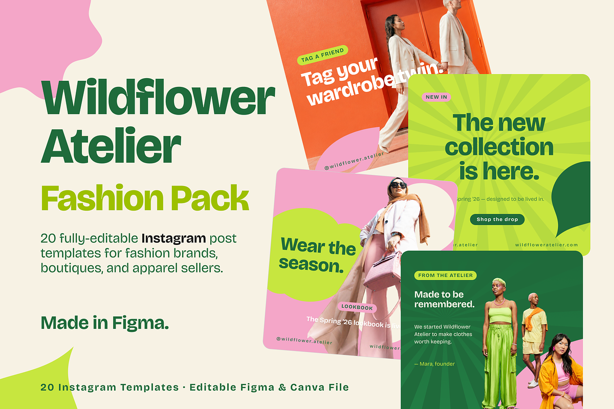 Fashion Atelier Instagram Templates, a Social Media Template by xStudio (Photo 1 of 6)