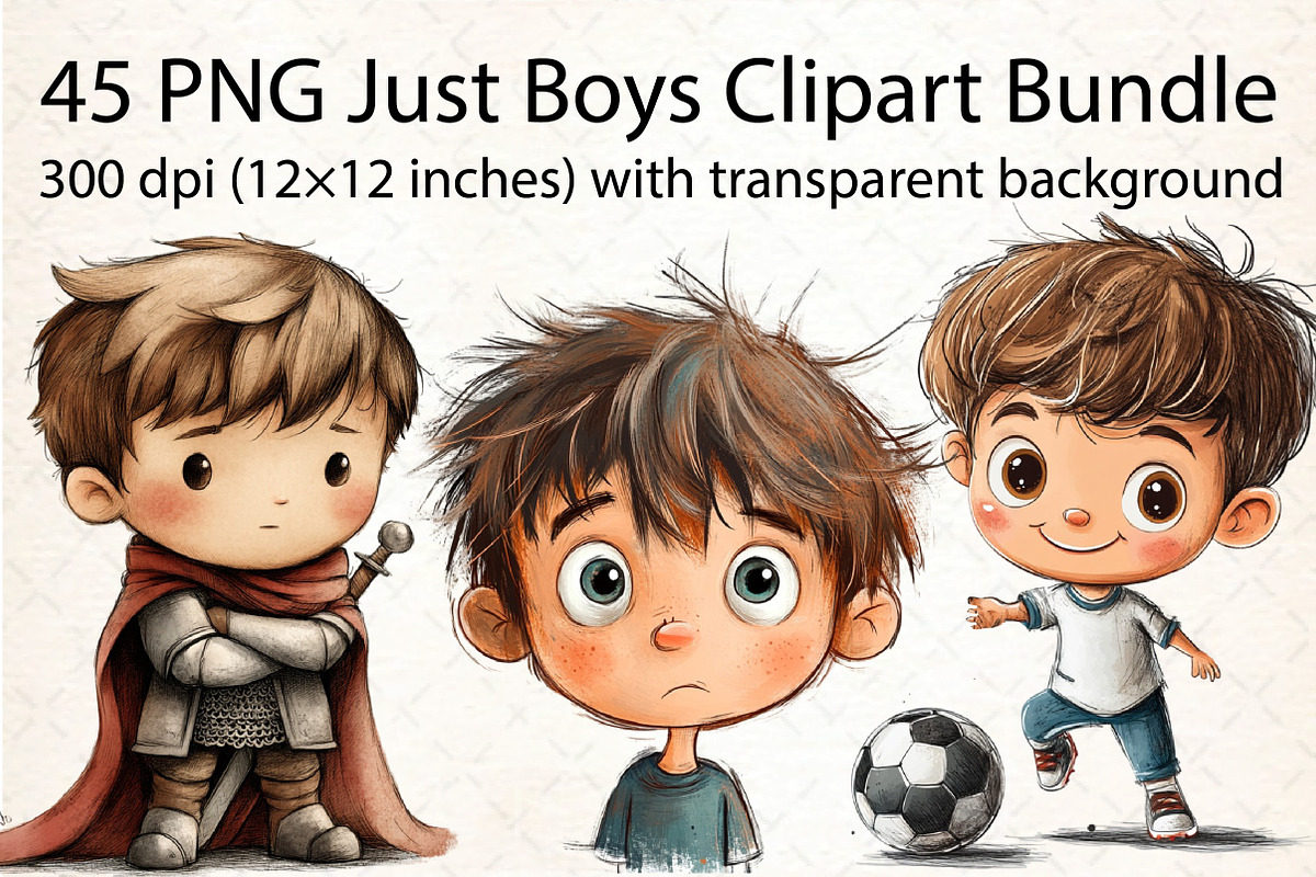 Just Boys Clipart Bundle, an Illustration by DreamCafeArt (Photo 2 of 8)