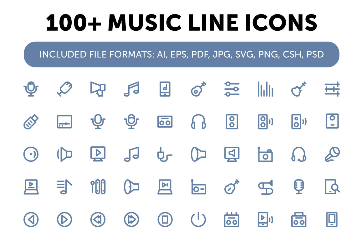 100+ Music Line Icons, an Outline Icon by Vectors Market