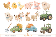 Watercolor Farm Animals Clipart, an Animal Illustration by MockupWizard (Thumbnail 3 of 6)