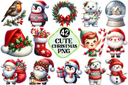 Cute Christmas Clipart Bundle, an Illustration by Pixels.Craft (Thumbnail 1 of 7)