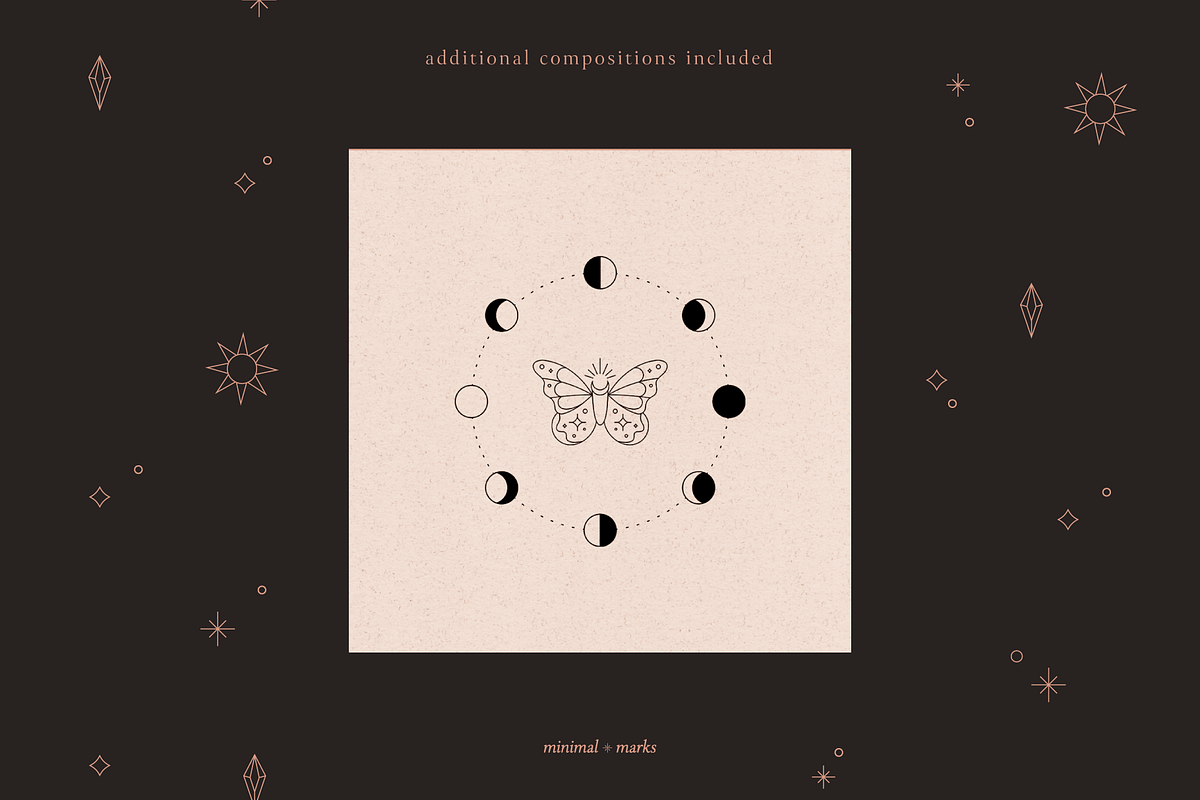 Celestial Moth & Butterfly Vectors, an Illustration by Minimal Marks (Photo 2 of 5)