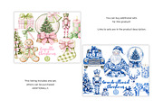 Grandmillenial Christmas Clipart, a Seasonal Illustration by GlamArtZhanna (Thumbnail 2 of 6)