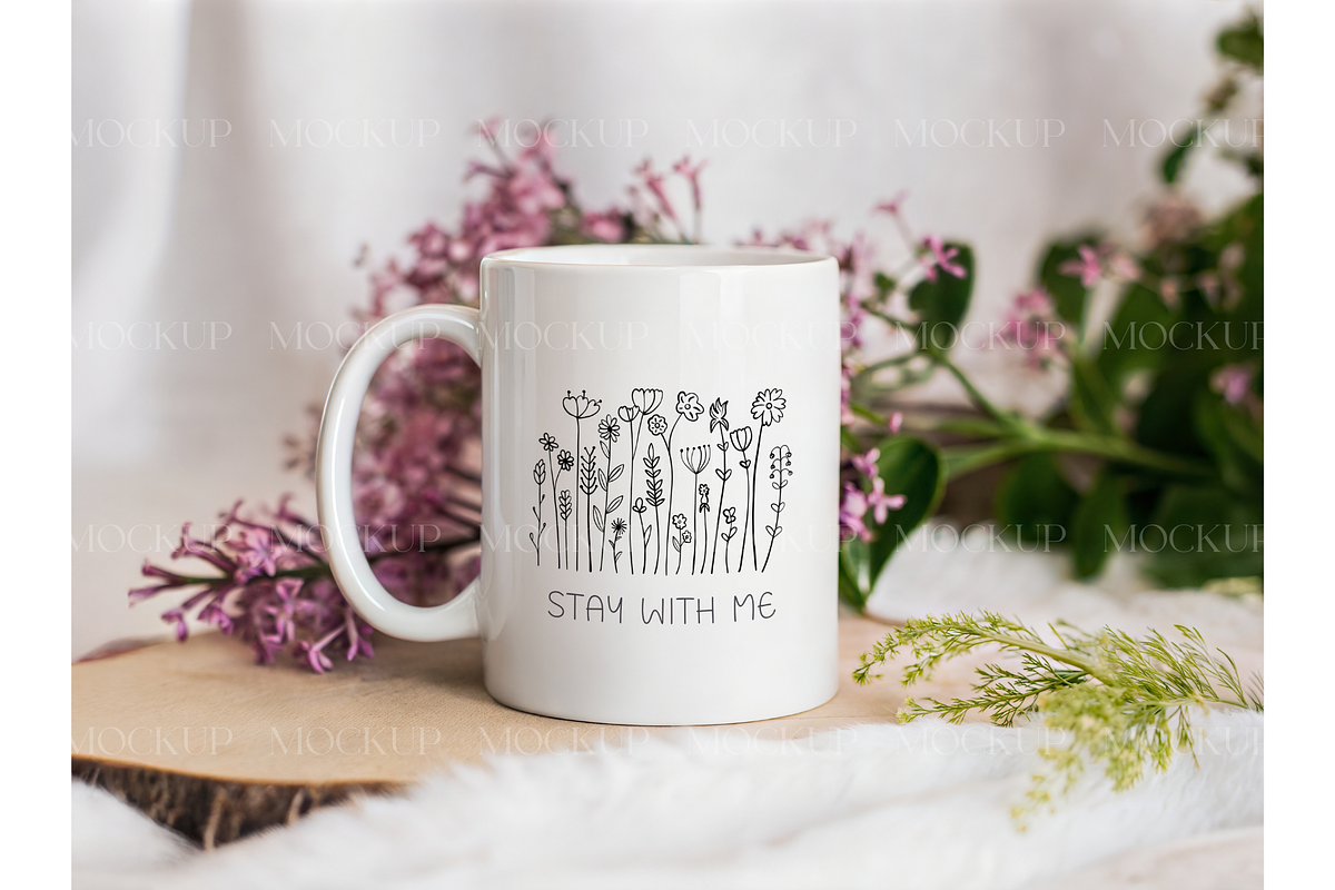 White Cup with Spring Flowers, a Product Mockup by MockupWizard (Photo 3 of 3)