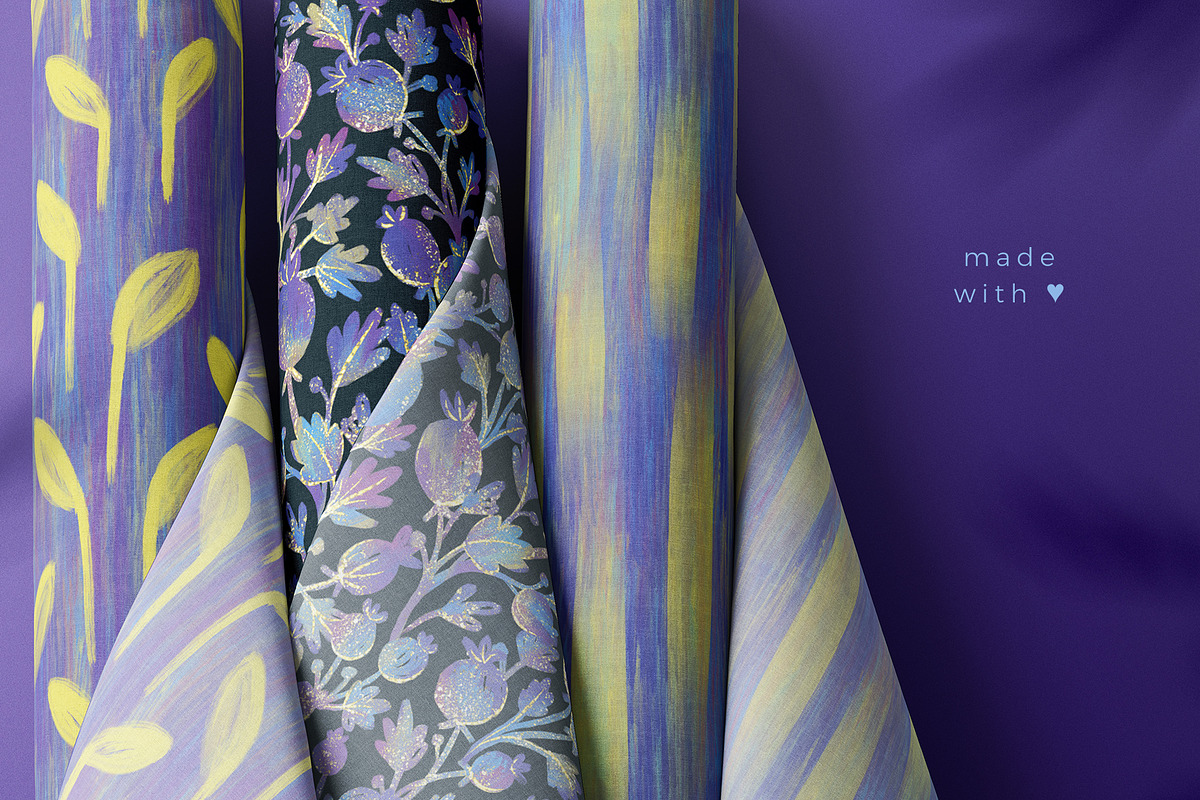 Purple & Gold Fantasy Patterns, a Pattern Graphic by Velliniki (Photo 3 of 10)