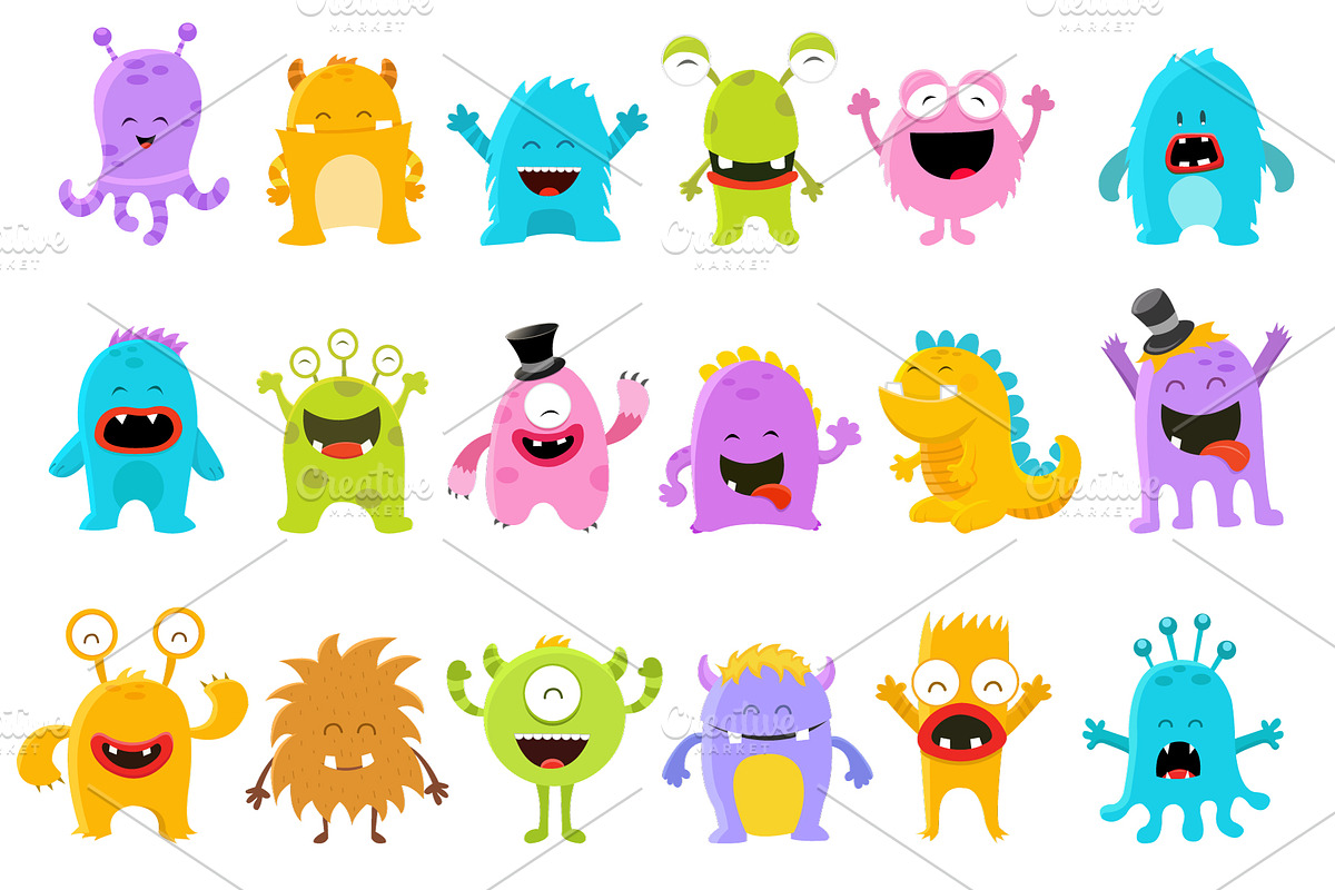 Cute Monster Set, an Illustration by pinipin