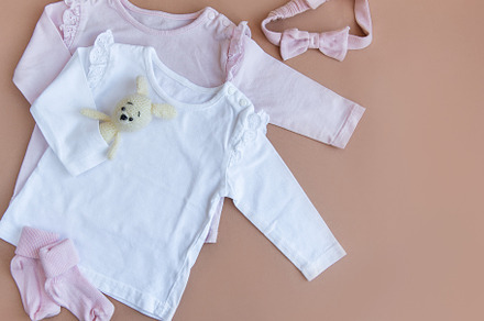 Set of pink clothes and accessories for newborn baby. Knitted to, a Beauty & Fashion Photo by Olena Rudo