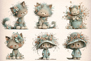 Whimsical Spring Cats Clipart, an Illustration by Digital Artistic99 (Thumbnail 3 of 9)