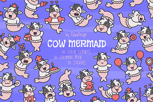 Cute Kawaii Cow Mermaid Character, an Animal Illustration by Palau