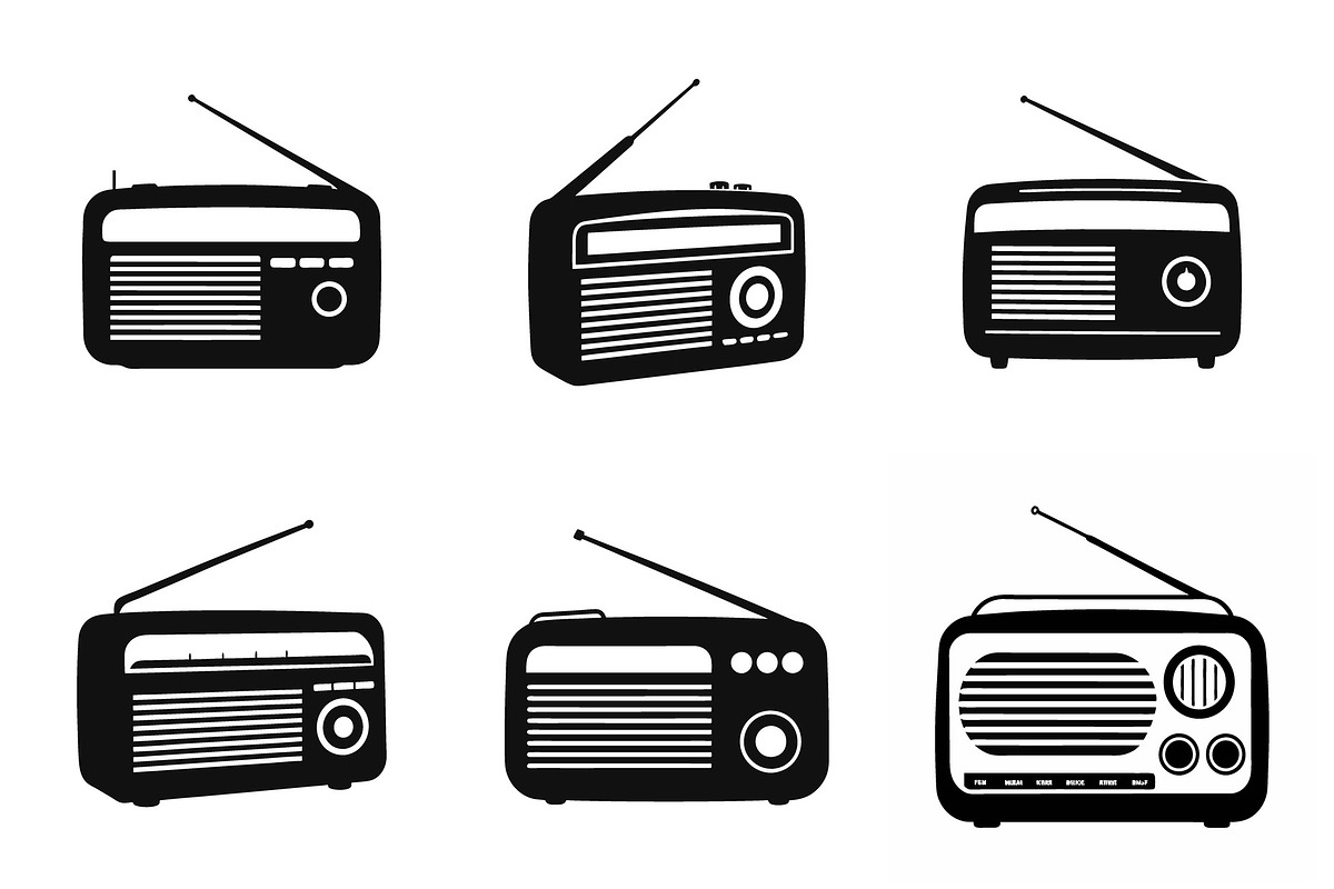 Vintage Radio Silhouettes, an Object Graphic by Billah Hub