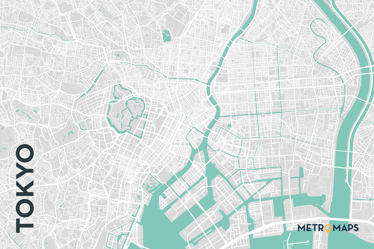 MAP SET - Pale / Turquoise - 15 Maps, a Graphic by MetroMaps (Photo 15 of 16)