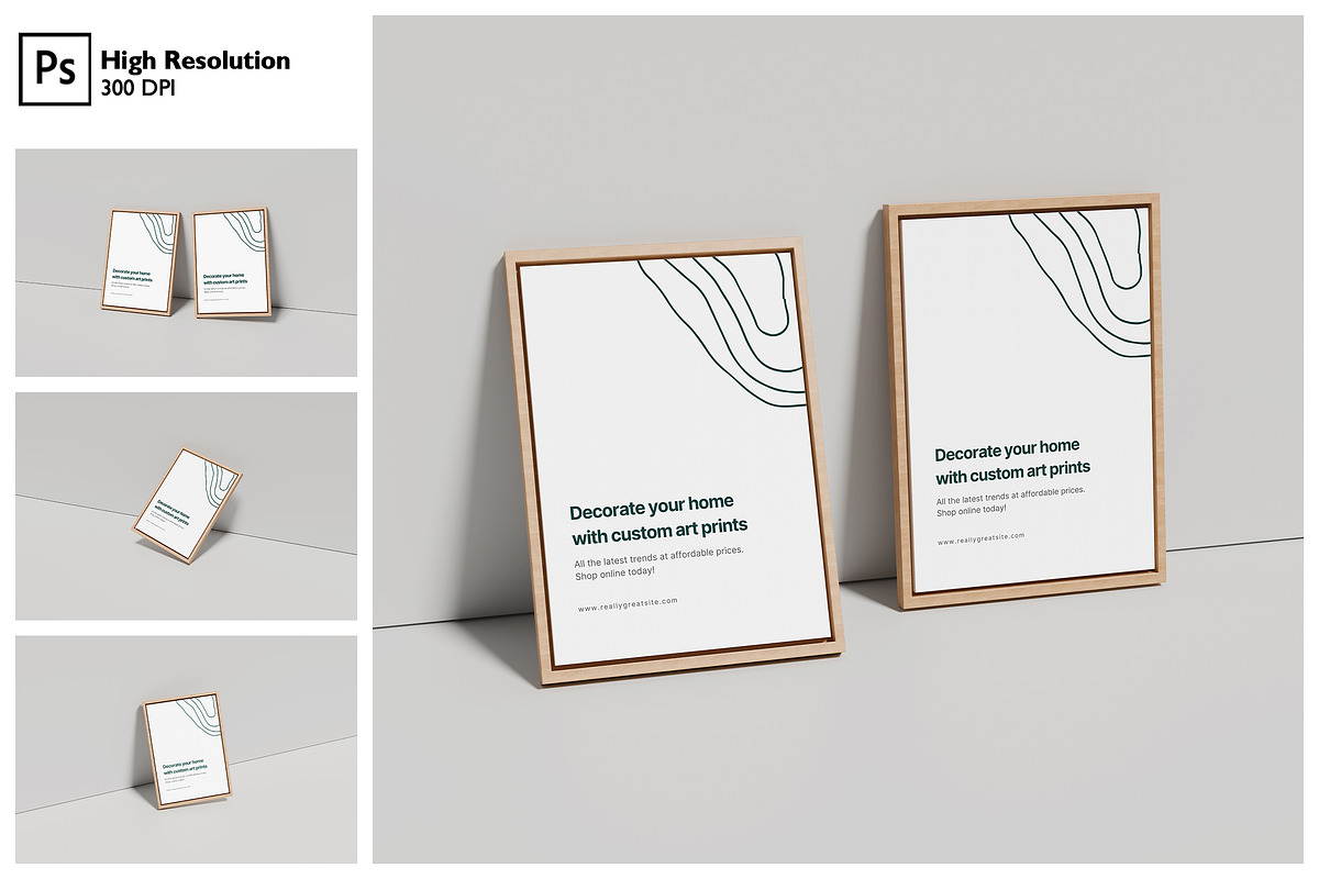 Wooden Frame Poster Mockup, an Advertising Mockup by Gatamotion (Photo 1 of 5)