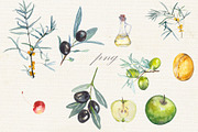 Fruit vegetables food watercolor, a Food Illustration by JuliaFast (Thumbnail 2 of 9)