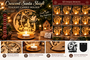 Crescent Santa Seligh Tealigh Candle, a Decorative Illustration by OTVEY DESIGN