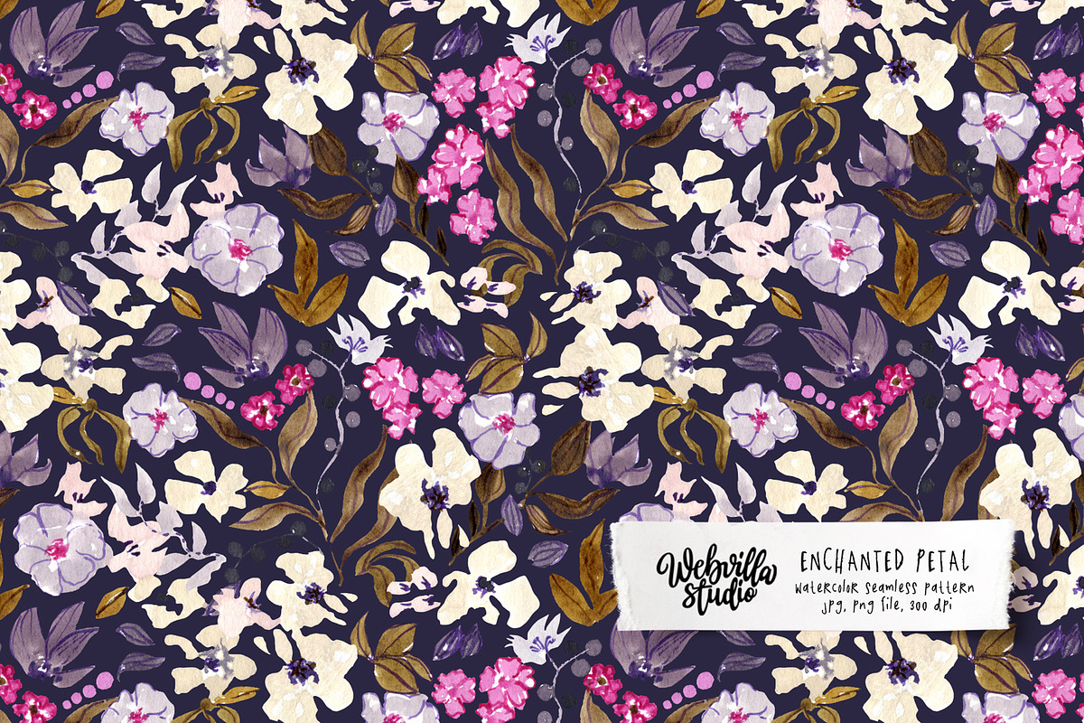 Enchanted Petal Pattern, a Pattern Graphic by Webvilla Studio