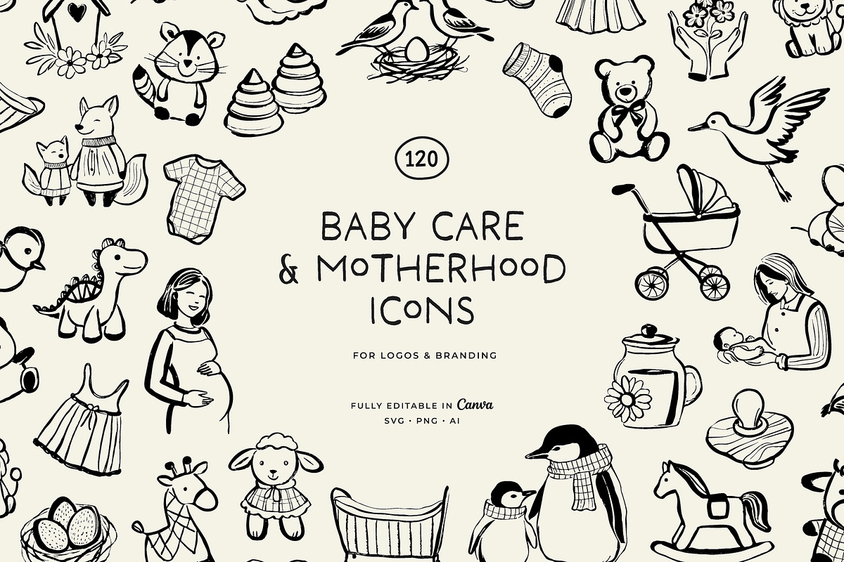 MOTHERHOOD & BABY CARE illustrations, a Decorative Illustration by Crocus Paperi (Photo 1 of 5)