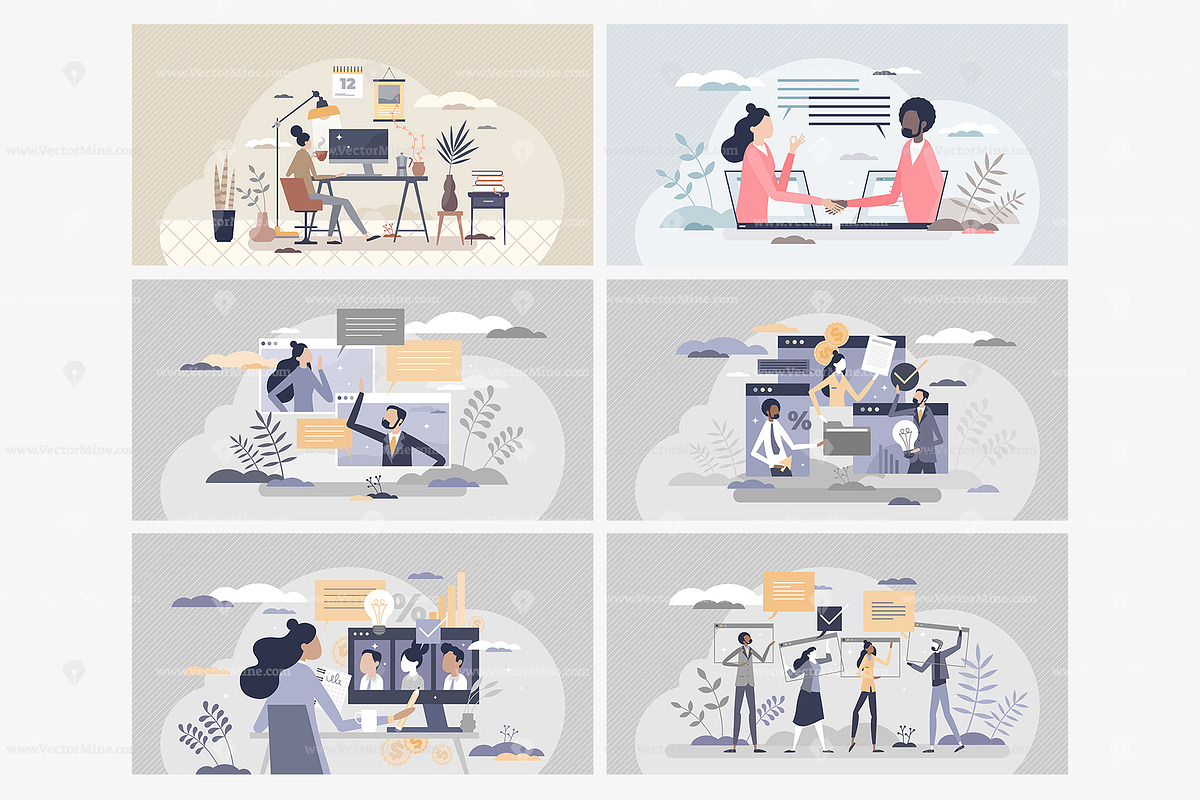 18 Remote Work Concepts, a Person Illustration by VectorMine (Photo 3 of 8)