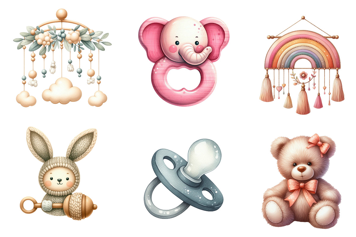 Boho baby watercolor clipart, an Illustration by CreationArt (Photo 5 of 6)