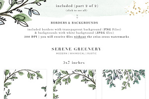 Serene Greenery Watercolor Clipart