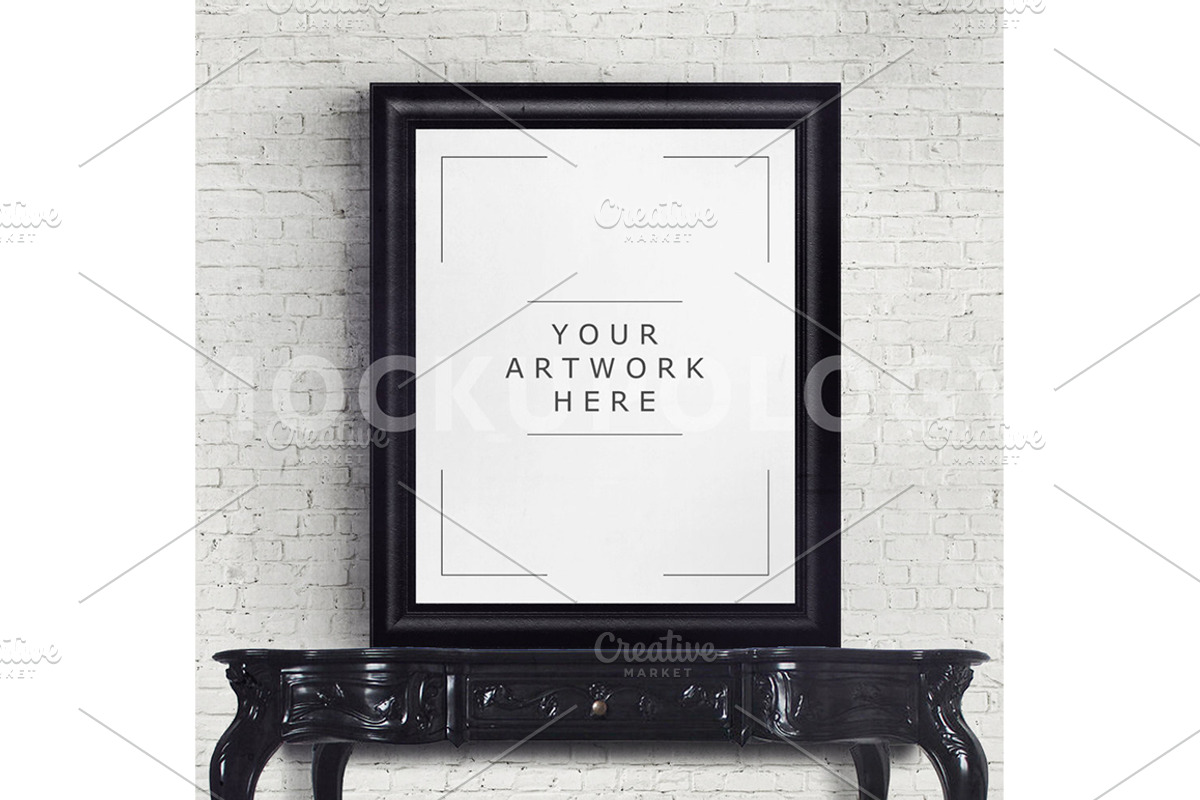 8x10 Mockup Frame on Vintage Table, a Print Template by mockupology
