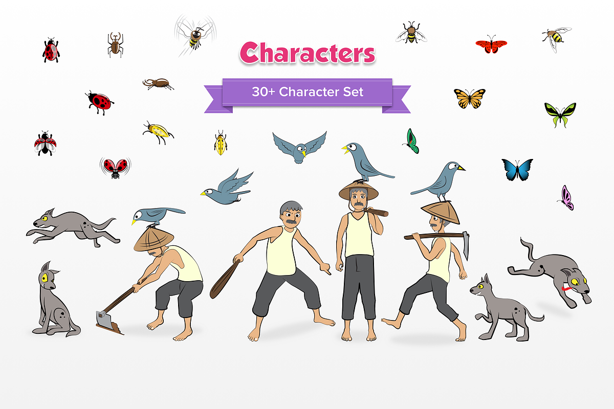 Mouse Deer and Farmer Characters, an Illustration by Creatornomic (Photo 4 of 5)