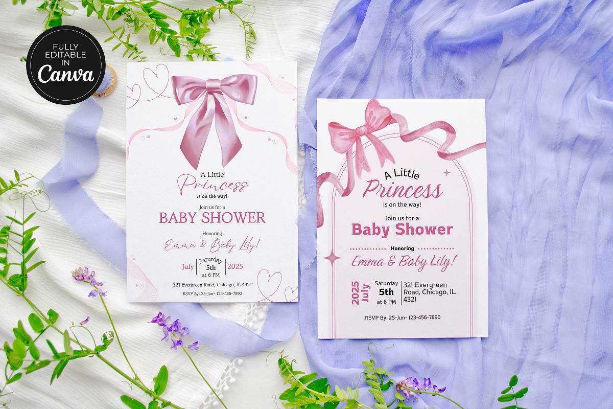 Pink Bow Baby Shower Invitation Temp, an Invitation Template by Snapybiz (Photo 9 of 9)