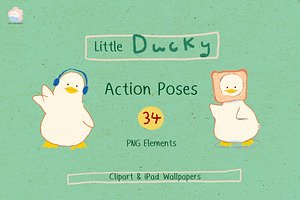 Little Ducky Clipart & Sayings Set