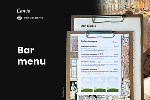 Bar And Pub Menu Template