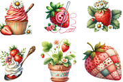 Cute Cottagecore Strawberry Clipart, an Illustration by Designking (Thumbnail 3 of 4)