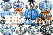 Watercolor Pumpkin Clipart, an Illustration by Designworld (Thumbnail 1 of 5)