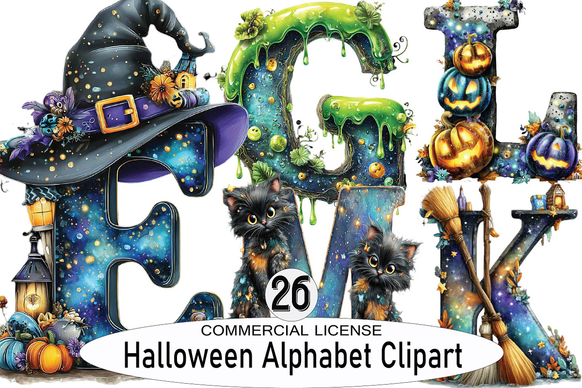 Halloween Alphabet Clipart Sublimati, an Animal Illustration by SVGArt (Photo 1 of 9)