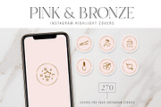 Pink & Bronze Instagram Story Covers, a Social Media Template by Indie Grace Design (Thumbnail 1 of 7)