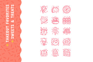 Comfy Cravings Line Art Icon Set