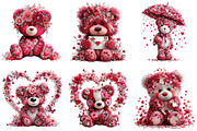 Pink Floral Valentine's Day Bear, an Illustration by DreamArtGraphic (Thumbnail 3 of 5)