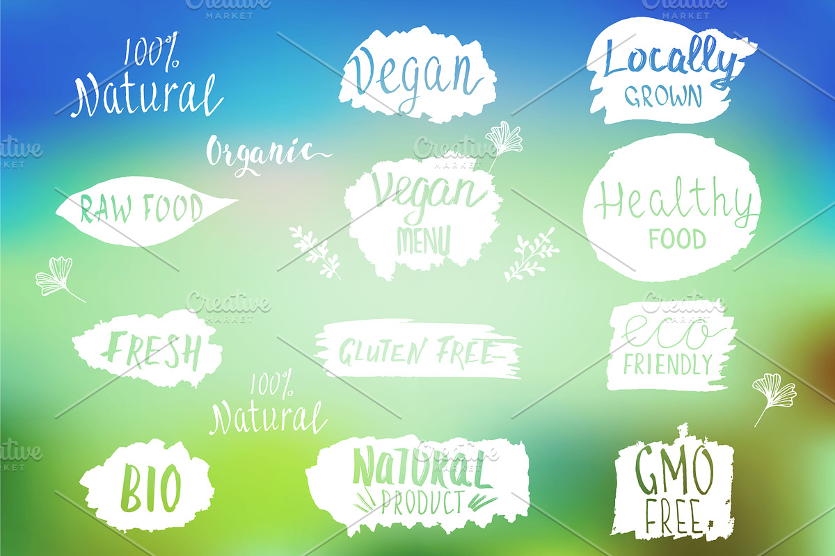 Eco, bio, organic vector labels., a Food Illustration by CreativeJourney (Photo 2 of 3)