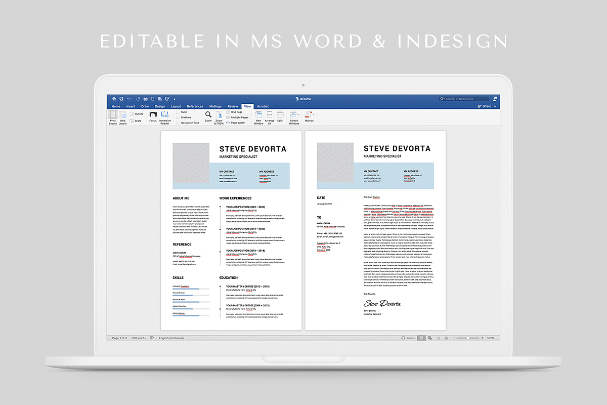 Resume | MS Word & Indesign, a Resume Template by Leaflove