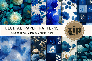 Blue Grunge Texture Digital Papers