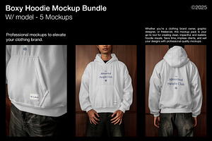 Boxy Hoodie Mockup w/ Model, a Hoody Mockup by Mocktopia