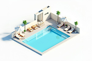 Isometric Low Poly 3D Rendering of a, an Architecture Photo by Stock Shape