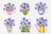 Pansy Watercolor Hand drawn set, a Decorative Illustration by KathrineWatercolor (Thumbnail 4 of 9)